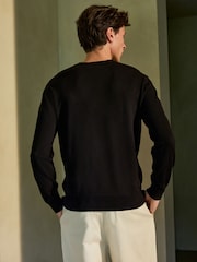Black V-Neck Cotton Rich Long Sleeve Jumper - Image 3 of 7