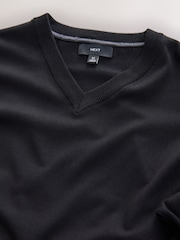 Black V-Neck Cotton Rich Long Sleeve Jumper - Image 7 of 7