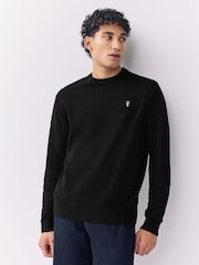 Black Stag Logo Regular Fit Cotton Rich Crew Neck Jumper - Image 1 of 7