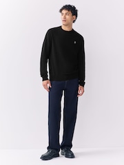Black Stag Logo Regular Fit Cotton Rich Crew Neck Jumper - Image 2 of 7