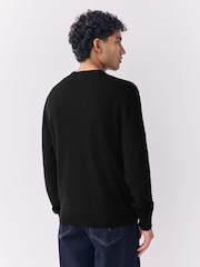 Black Stag Logo Regular Fit Cotton Rich Crew Neck Jumper - Image 3 of 7