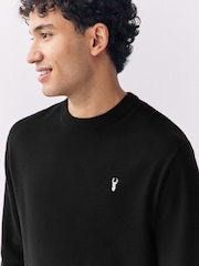 Black Stag Logo Regular Fit Cotton Rich Crew Neck Jumper - Image 4 of 7
