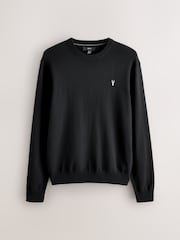 Black Stag Logo Regular Fit Cotton Rich Crew Neck Jumper - Image 5 of 7