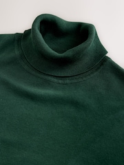 Dark Green Regular Fit Cotton Rich Roll Neck Jumper - Image 7 of 7