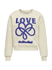 ONLY KIDS Cream Graphic Logo Love Sweatshirt - Image 1 of 3