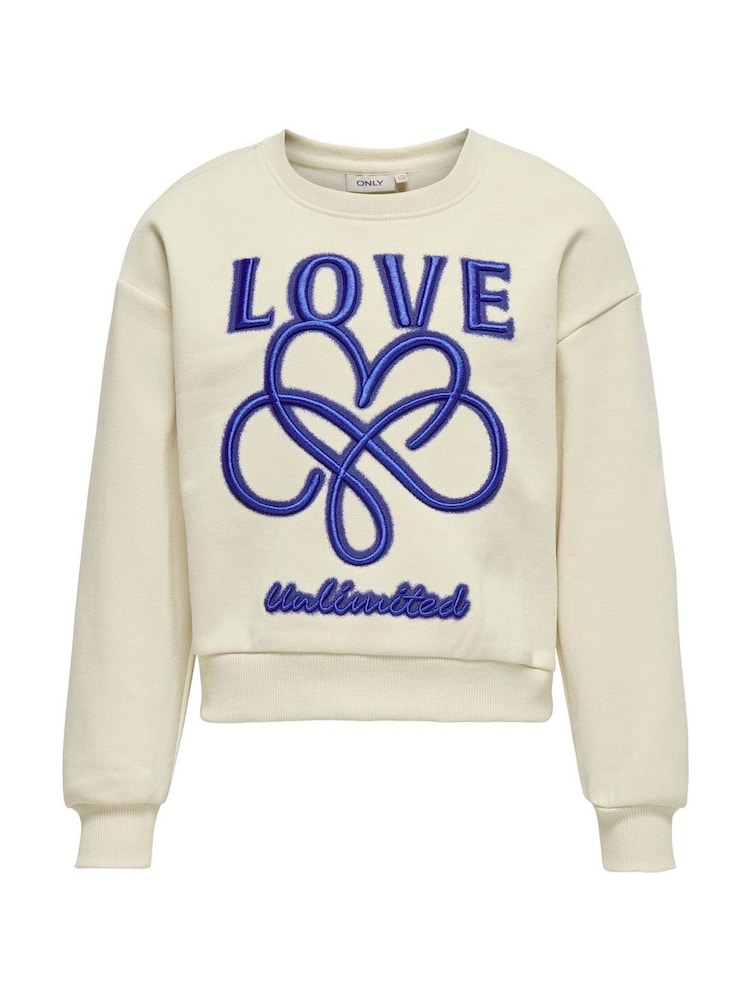 ONLY KIDS Cream Graphic Logo Love Sweatshirt - Image 1 of 3
