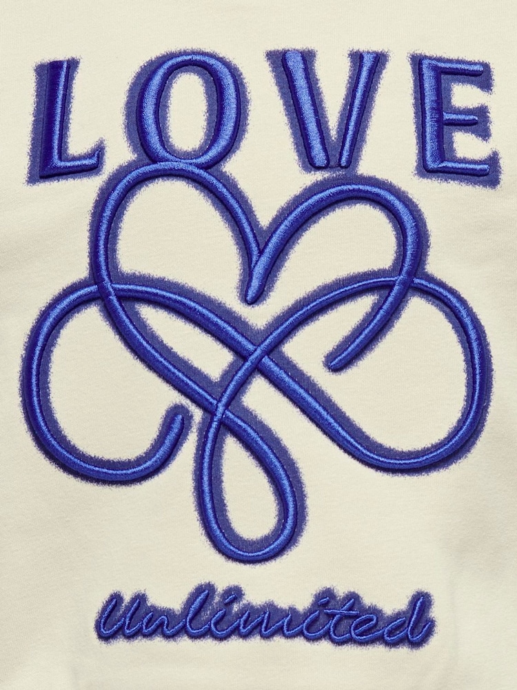 ONLY KIDS Cream Graphic Logo Love Sweatshirt - Image 3 of 3