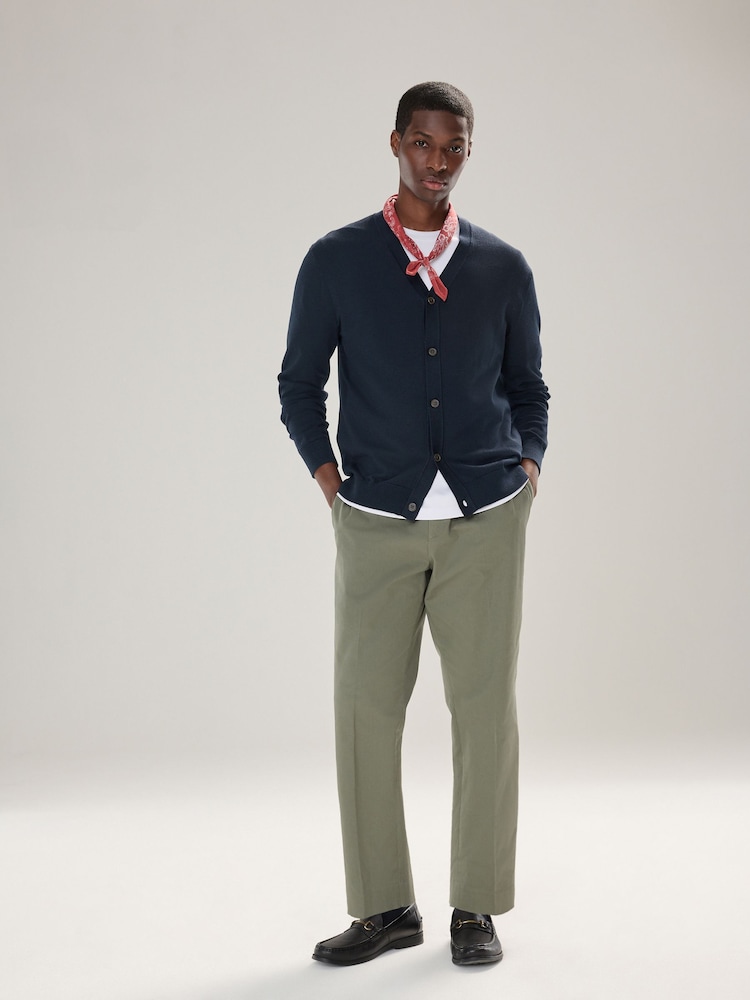 Navy Blue Regular Fit Cotton Rich Cardigan - Image 2 of 7 Navy Blue Regular Fit Cotton Rich Cardigan - Image 2 of 7