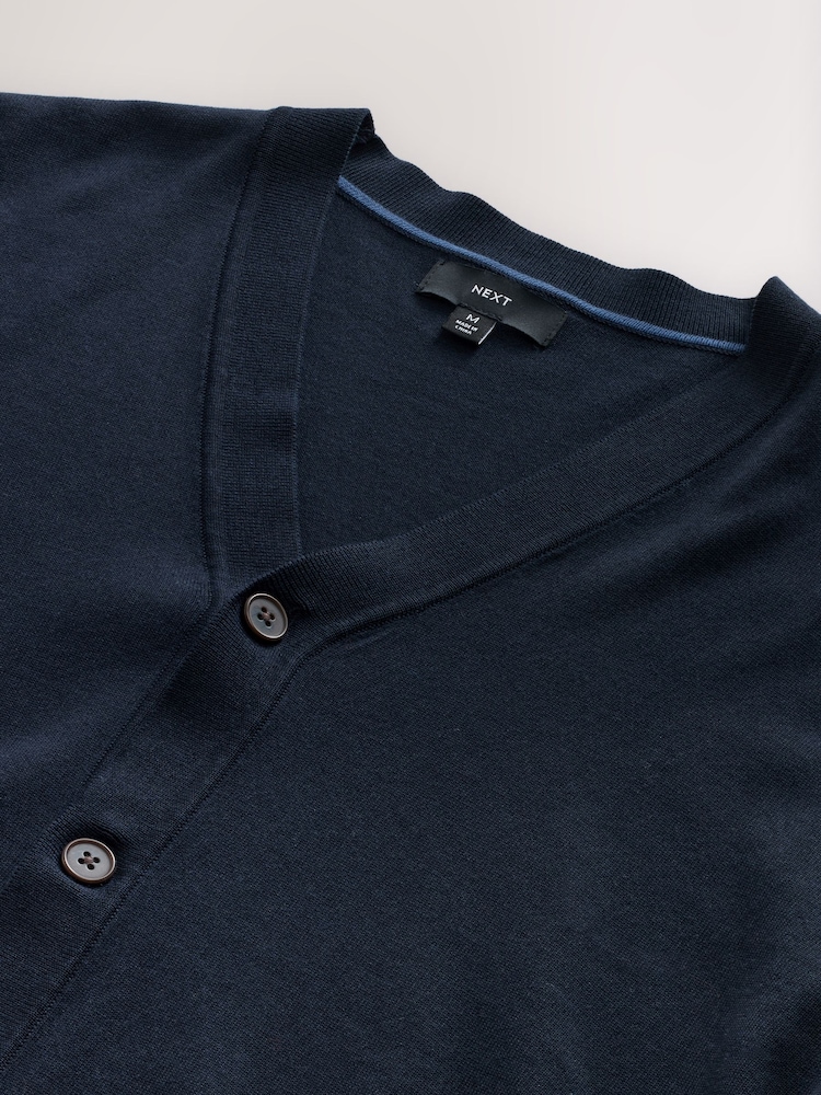 Navy Blue Regular Fit Cotton Rich Cardigan - Image 7 of 7 Navy Blue Regular Fit Cotton Rich Cardigan - Image 7 of 7