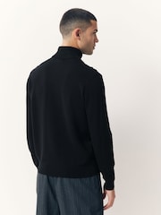 Black Regular Fit Cotton Rich Roll Neck Jumper - Image 2 of 7