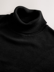 Black Regular Fit Cotton Rich Roll Neck Jumper - Image 7 of 7