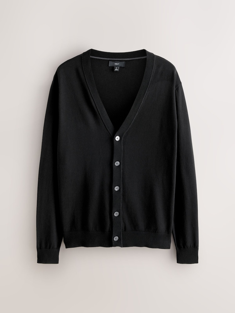 Black Regular Fit Cotton Rich Cardigan - Image 1 of 3