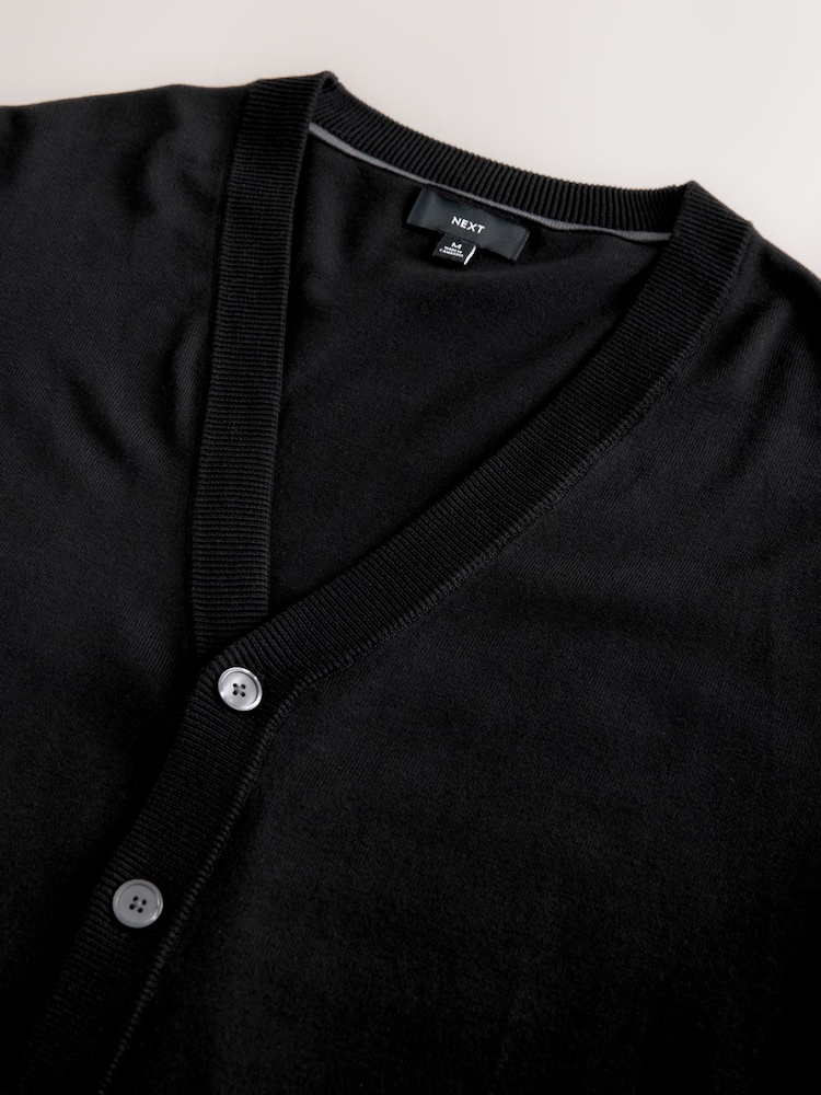 Black Regular Fit Cotton Rich Cardigan - Image 3 of 3