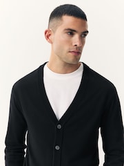 Preto - Cardigan de algodão rico em corte regular - Imagem 5 de 8