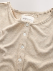 Oatmeal - Pijama de conjunto de pantalones cortos y camiseta sin mangas de canalé - Imagen 8 de 9