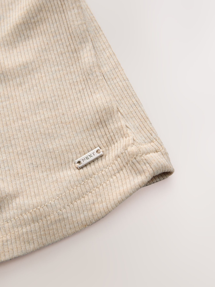 Oatmeal - Pijama de conjunto de pantalones cortos y camiseta sin mangas de canalé - Imagen 9 de 9
