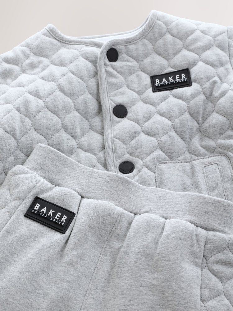 Baker by Ted Baker Grey Quilted Jacket T-Shirt And Joggers Set - Image 9 of 9