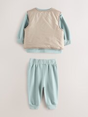 Baker by Ted Baker Stone/Green Gilet Sweatshirt and Joggers Set - Image 2 of 15