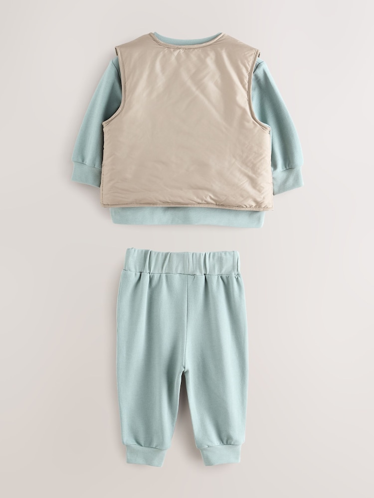 Baker by Ted Baker Stone/Green Gilet Sweatshirt and Joggers Set - Image 2 of 15