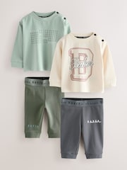 Baker by Ted Baker 2 Pack Stone/Charcoal/Green/Khaki T-Shirts and Leggings Set - Image 1 of 9