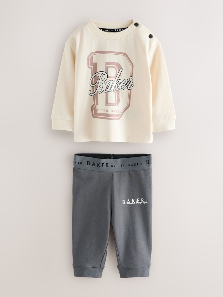 Baker by Ted Baker 2 Pack Stone/Charcoal/Green/Khaki T-Shirts and Leggings Set - Image 2 of 9