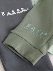Baker by Ted Baker 2 Pack Stone/Charcoal/Green/Khaki T-Shirts and Leggings Set - Image 6 of 9