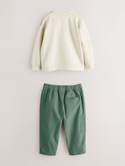 Baker by Ted Baker Stone and Green Sweatshirt and Cargo Trousers Set - Image 2 of 6