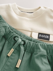 Baker by Ted Baker Stone and Green Sweatshirt and Cargo Trousers Set - Image 3 of 6