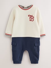Baker by Ted Baker Stone Navy Red Varsity Romper - Image 1 of 10