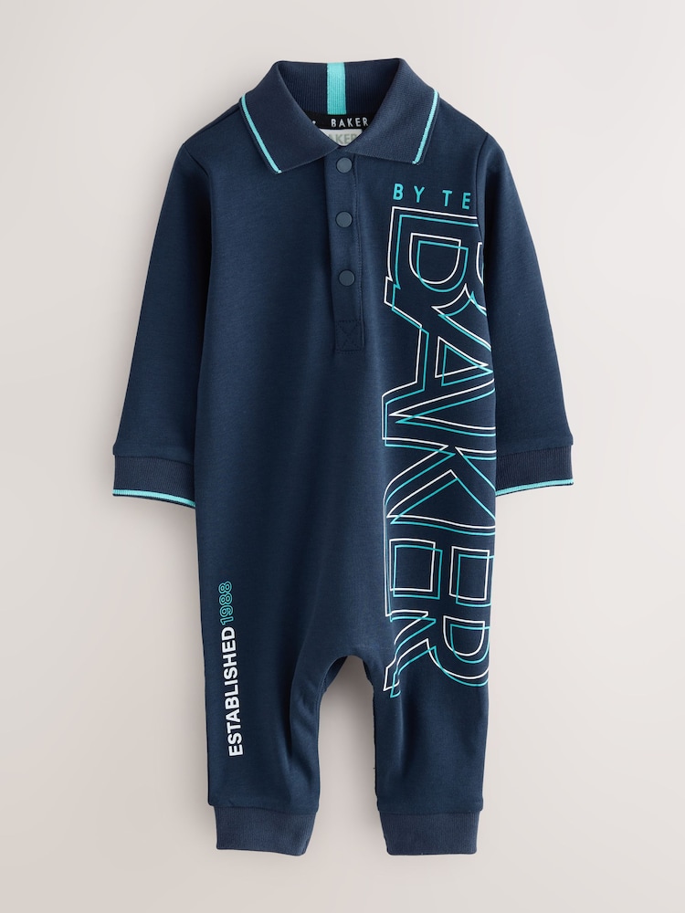 Baker by Ted Baker Navy Long Sleeve Graphic Romper - Image 1 of 5