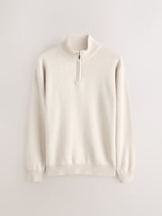 Navy Blue/Oatmeal Regular Fit Premium Quarter Zip Jumpers 2 Pack - Image 2 of 11