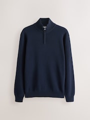 Navy Blue/Oatmeal Regular Fit Premium Quarter Zip Jumpers 2 Pack - Image 3 of 11