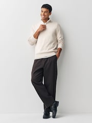 Navy Blue/Oatmeal Regular Fit Premium Quarter Zip Jumpers 2 Pack - Image 7 of 11