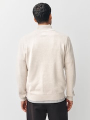 Navy Blue/Oatmeal Regular Fit Premium Quarter Zip Jumpers 2 Pack - Image 8 of 11