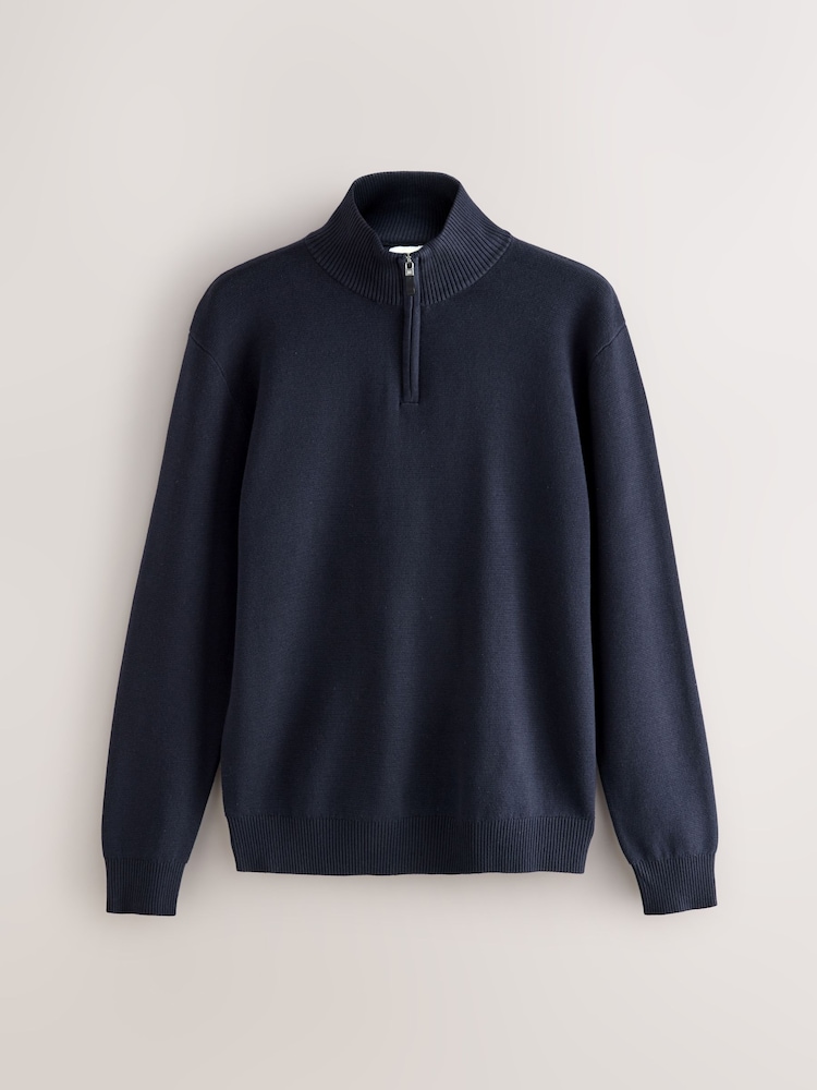Negro/azul marino - Regular Fit Premium Quarter Zip Jumpers 2 Pack - Imagen 2 de 7