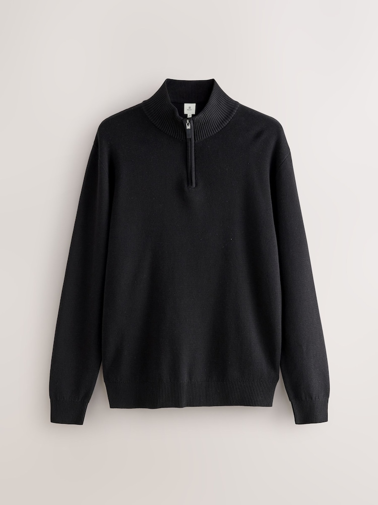 Black/Navy Blue Regular Fit Premium Quarter Zip Jumpers 2 Pack - Image 3 of 7
