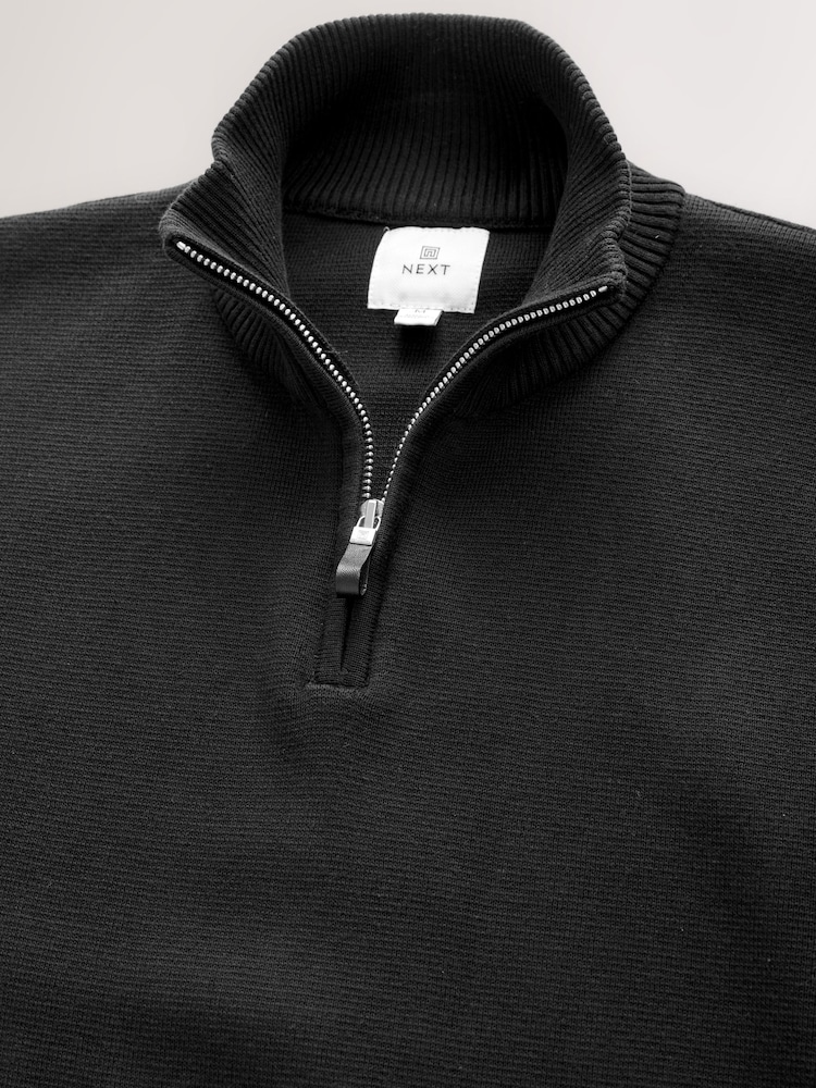 Black/Navy Blue Regular Fit Premium Quarter Zip Jumpers 2 Pack - Image 4 of 7