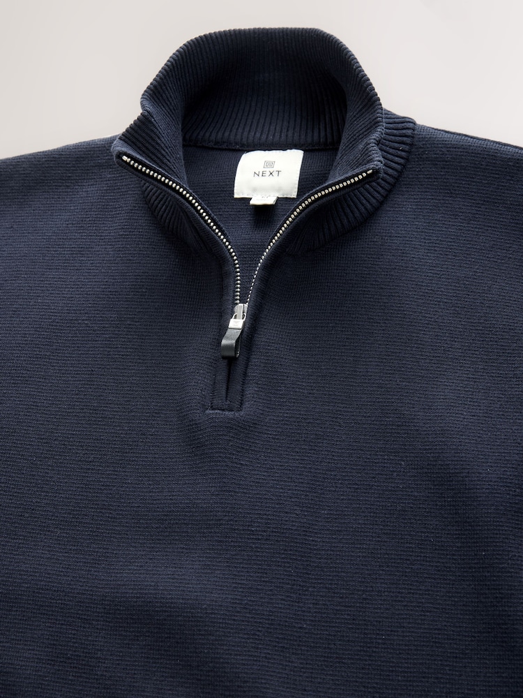 Black/Navy Blue Regular Fit Premium Quarter Zip Jumpers 2 Pack - Image 6 of 7