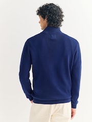 Cobalt Blue Plain Regular Fit Premium Quarter Zip Jumper - Image 3 of 3