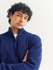 Cobalt Blue Plain Regular Fit Premium Quarter Zip Jumper - Image 4 of 7