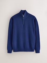 Cobalt Blue Plain Regular Fit Premium Quarter Zip Jumper - Image 5 of 7