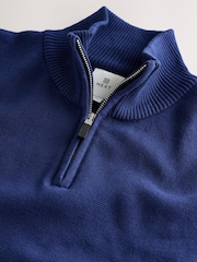 Cobalt Blue Plain Regular Fit Premium Quarter Zip Jumper - Image 7 of 7
