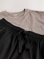 Neutral/Black Short Sleeve Jersey Pyjamas Set - Image 11 of 11