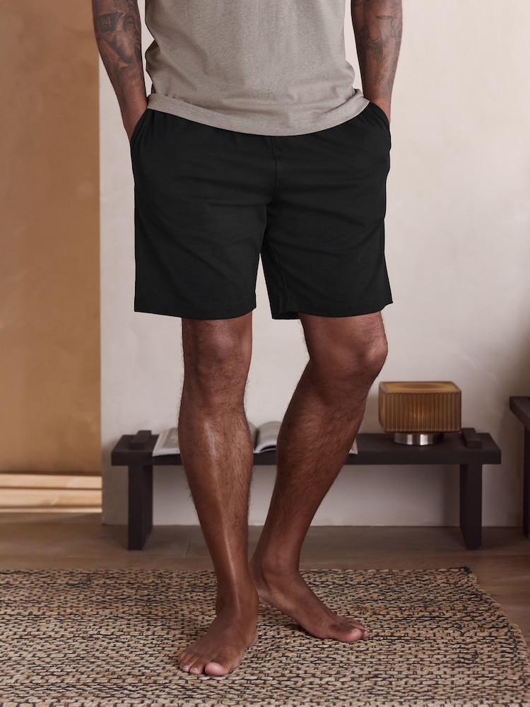 Neutral/Black Short Sleeve Jersey Pyjamas Set - Image 2 of 11 Neutral/Black Short Sleeve Jersey Pyjamas Set - Image 2 of 11