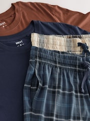 Neutral/Navy Check Jersey Short Sleeve Pyjamas Set 2 Pack - Image 16 of 17