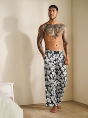 Black Halloween Ghost Stripe Jersey Long Pyjama Bottoms - Image 2 of 8