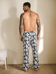 Black Halloween Ghost Stripe Jersey Long Pyjama Bottoms - Image 3 of 8
