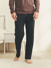Chocolate Brown/Black Long Sleeve Jersey Cotton Pyjamas Set - Image 4 of 13