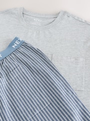 Marineblau/blau - Kurzärmeliges Jersey-Pyjama-Set mit Streifen - Bild 10 von 11