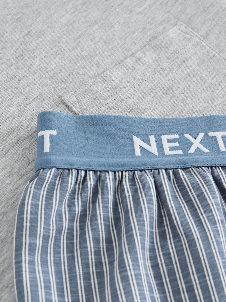 Marineblau/blau - Kurzärmeliges Jersey-Pyjama-Set mit Streifen - Bild 11 von 11